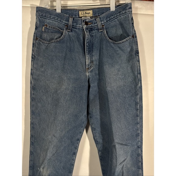 LL Bean Classic Fit Jeans Mens 32x32 Flannel Lined Straight Denim Workwear Vtg - Picture 6 of 14